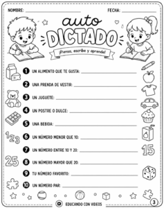 autodictado para segundo grado
