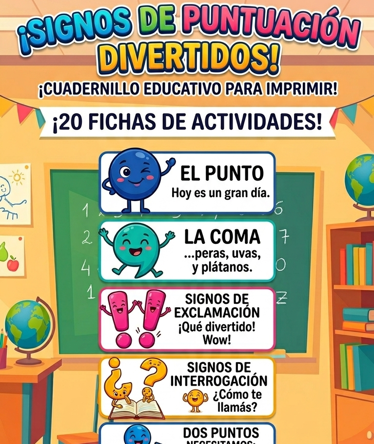 Signos de Puntuación para Imprimir – 20 Fichas PDF